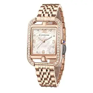 Giordano Analog Watch for Women– Stylish Dial with Crystal Accents, Metal Strap, Quartz Movement – Elegant Accessory for Special Occasions