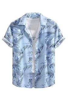 DHRUVI TRENDZ Men's Rayon Shirt - Summer Button Down Shirts | Half Sleeve Printed |Formal |Casual Stylish | Man Regular Fit