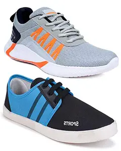 WORLD WEAR FOOTWEAR Men's Multicolor (1227-9310) Casual Sports Running Shoes 6 UK (Set of 2 Pair)
