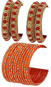 Colorful Glass Bangles/Kada Set Combo Ornamented with Colourful Chips & Beads_Bridal1385 (AkBang2-AAAH1.b_bang)