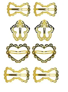 Verbier Gold Metal Hair Clip Hair Styling Accessories for Kids Girls and women Set of 4 Pairs Return Gift Item for Girls