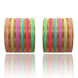 Generic Metal Multicolor Plain Bangle Set for Girls/Women's (1 Pair) (2.4)