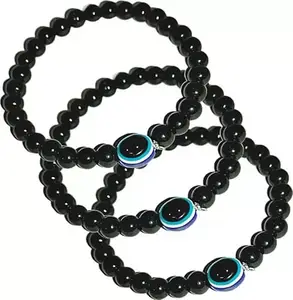 Reema Collection Bracelets Multi Layer Stone Beads Evil Eye Nazar Couple-Combo Matching Best Friend Relationship Couple Bracelet 3 Pcs