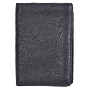Leatherman Fashion LMN Genuine Leather Black Unisex Bi-fold Document Holder 1 Card Slot