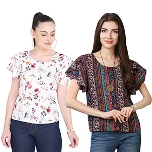 OOMPH! Stylish Crepe Printed Top (Pack of 2)[mt284-mt227_3XL]