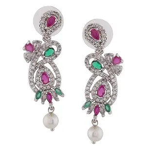 Estele Fascinating Multi-Color Drop Earrings with Cubic Zirconia for Girls & Women's