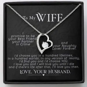 rakva 925 Sterling Silver Gift Wife Necklace, Necklace, To My Wife Valentines Day Heart Pendant Gift For Wife, I Promise To Be