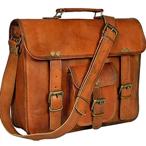 Vintage Leather Messenger Soft Leather Briefcase Satchel Leather Laptop Messenger Bag for Men and Women for Znt Bags (Dark New Brown)