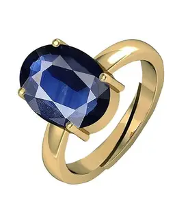 Gemscom Blue Sapphire/Neelam 11.25 Ratti 10.60 crt Stone Panchdhatu Adjustable Ring for Women