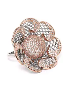 Priyaasi Artificial Stones Rose Gold Plated Adjustable Rings for Women and Girls (Rose Gold)