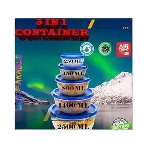 Kitchen Container |250+450+800+1400+2500 ml| Stackable Refrigerator Organizer for Fresh Food Storage | BPA-Free Kitchen Solution Transparent food storage Stackable frid|design - 444for home