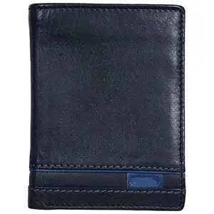 Leatherman Fashion LMN Genuine Leather Unisex Black Navy Blue Wallet 9 Card Slots