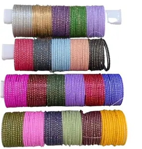 BANGLESKART Glass with Plain and Simple Design Glossy Finished Fancy Bangle Set For Women and Girls | Glass Bangles | Stylish Women's Bangles - Pack of 12 (Black, 2.4)