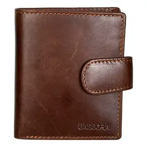 Sassora Genuine Leather Brown RFID Small Notecase Wallet with 6 Card Slots