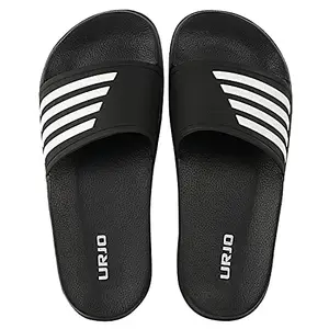 URJO Unisex Sliders Black Slipper-2 UK (Kids SLIDDER ADI)
