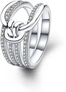 MYKI Dreamlike allure Sizziling Belt Shaped American Diamond Ring For Women & Girls