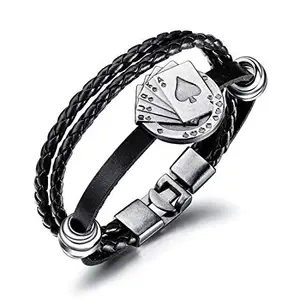 Jewels Galaxy Best Valentine Gifts Vintage Braided Rope Multilayer Bracelet for Men (CT-BNG-49062)