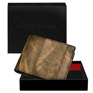 DUQUE Men's EleganceGent Made from Genuine Leather Luxury, Style, and Functionality Combined Wallet (JAC-WL20-Khakhi-Gold)
