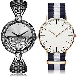 NEUTRON Exclusive Analog Silver and White Color Dial Women Watch - GM248-GC18 (Pack of 2)