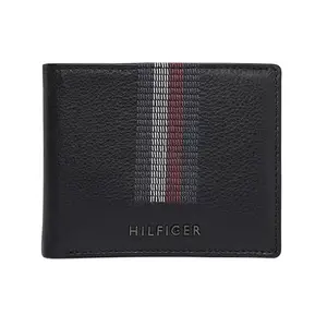 TOMMY HILFIGER Leather Wallet for Men, Slimfold Wallet, Astoria, Black