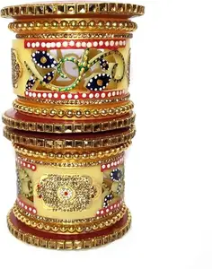 AAPESHWAR Plastic Beautiful Traitional Chudas/Bangle Set for Women and Girls (Multicolor, 2.6) (Pack of 14)