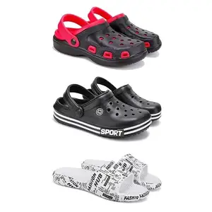 WINGSCRAFT-Lightweight Classic Clogs || Sandals with Slider Adjustable Back Strap for Men-Combo(3)-3017-3014-3104-10 White