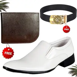 Stylish Trendy Formal Shoes/Party Shoes/Shoes Combo with Free Wallet & Belt for Men and Boys (BAZAAR3634_TCC-BR-2004) Multicolor