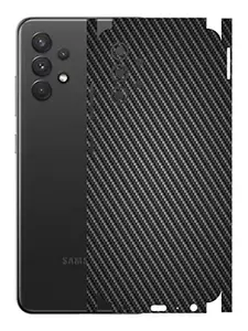 AtOdds - Samsung Galaxy A32 Mobile Back Skin Rear Screen Guard Protector Film Wrap with Camera Protector (Coverage - Back+Camera+Sides) (Black CarbonFibre)