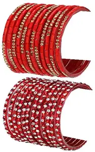 Colorful Glass Bangles/Kada Set Combo Ornamented with Colourful Chips & Beads_Bridal1043 (AkBang2-AND1.b_bang)