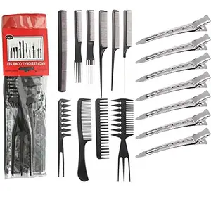 Calitate24 10Pcs Hair Comb Set Tail Comb, Dressing Comb, Wide Tooth Comb, Fine Tooth Comb Professional Hair Styling Combs & Brushes for Unisex Home & Salon Use with 6Pcs Hair Section Clips