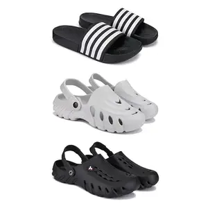 DRACKFOOT Lightweight,Classic Slider || Sandals with Clogs for Men-COMBO(3)-3024-3135-3144-7