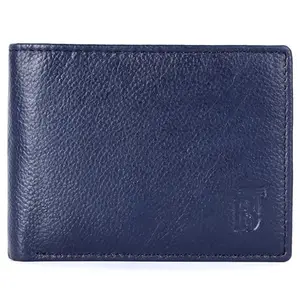 Breaking Threads Genuine Leather Tri -Fold Wallet for Men Blue | Handcrafted | Outside Pocket | 2 Transparent Id Window | 9 Card Slots | RFID Card Holder | Everyday Use | Contrast Stitching