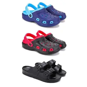 WINGSCRAFT Lightweight Classic Clogs || Sandals with Slider for Men-Combo(3)-3019-3017-3115-10 Black-6170
