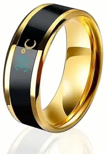 IntelligentSmartBodyTemperatureMonitorStainlessSteelRingforGirlandBoy(RI-333-SmartTemperatureGoldRing(Size-18))