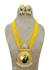 Latest Stylish Stone Studded Jewellery Set for Women |Festive Wedding Party Necklace Earrings|JS_289|