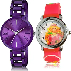 NIKOLA Model Analog Purple and White Color Dial Women Watch - G655-GC75 (Pack of 2)