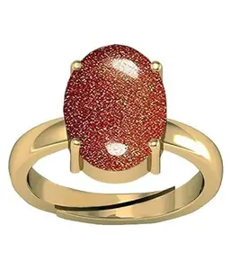 KUSHMIWAL GEMS Certified Natural 6.25 Ratti 5.22 Carat Sunstone Sunsitara Gold Plating Ring Panchdhatu Adjustable Ring for Men and Women
