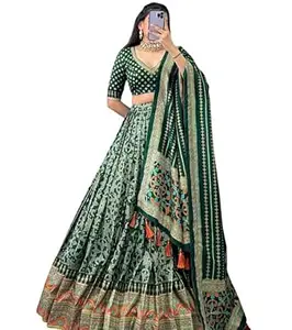 Women's Trending Designeer Dola silk Lehenga Choli Dola silk Digital Print with Foil Work With Unstitched Blouse Digital Print Adorned with Foil Work For Navrati