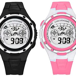 Time Up Combo of 2 Digital Dial Colorful Alarm Function,Waterproof,Multicolor Backlight Watches for Kids-EF5096S-DCMB-BLACK-3