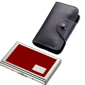 Stealodeal New Black Leatherite Wallet with Red Water Resistant Card Holder