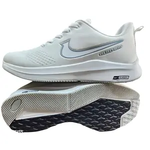 Akbari Men's Lace Up Running Shoes (White & Grey_7UK)