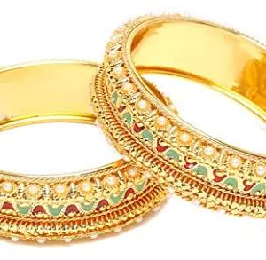 Shining Diva Fashion Latest Gold Plated Set of 2 Stylish Traditional Bangle for Women (11159b_2.4)