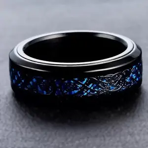 Men Valentine Smart Temperature Combo Ring Silver & Black (IR5405)