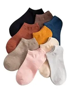 MENLEE Girls Ankle Length Cotton Socks With Colourful Cute Colours Also for Women Low Cut Ankle socks Combo (Cotton blend) Pack of 5 (Colors May Vary)
