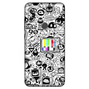 GADGET GEAR Gadget Gear Vinyl Skin Back Sticker Customised TV Doodle (6) Mobile Skin (Not a Cover) Compatible with Xiaomi Redmi Note 6 Pro (Only Back Panel Coverage)