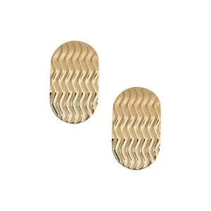 SOHI Women's Zig-Zag Circular Stud Earrings For Casual Wear | Gold Colour | Alloy Material | Push Pin Closure | Metallic Earrings | Fashion Stud Earrings For Woman & Girls