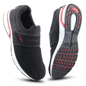FUEL Trainer Slipon Stylish & Comfortable Sports Shoes for Running, Walking, Gym, Training & Casual Lightweight Shoes for Men & Boys (Black-Res,9UK)