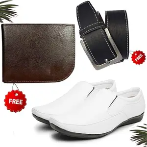 Relaxed Trendy Formal Shoes/Party Shoes/Shoes Combo with Free Wallet & Belt for Men and Boys (BAZAAR3883_TCC-BR-2007) Multicolor