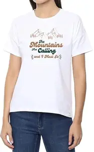 Mountains Calling White Women Round Neck T-Shirt