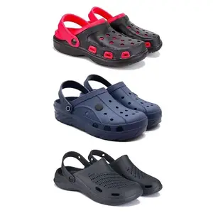 WINGSCRAFT-Lightweight Classic Clogs || Sandals with Slider Adjustable Back Strap for Men-Combo(3)-3017-3098-3146-7 Black